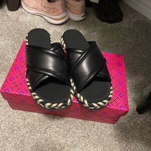 Tory Burch criss cross espadrille slide